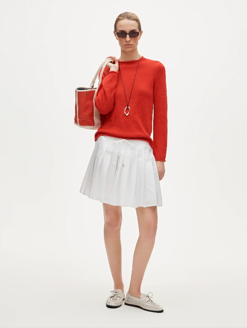 J.Crew Drawstring pleated mini skirt in cotton poplin Sz M $128 White